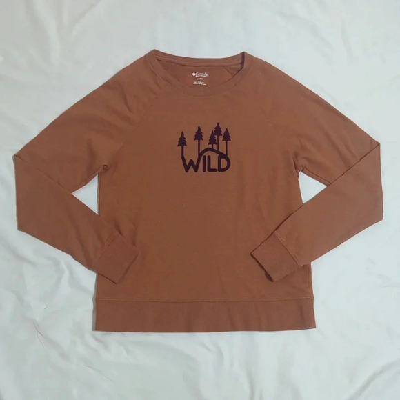 Columbia Hart Mountain Graphic Crew Sweatshirt, Color Brown Size XS/TP - Picture 1 of 15